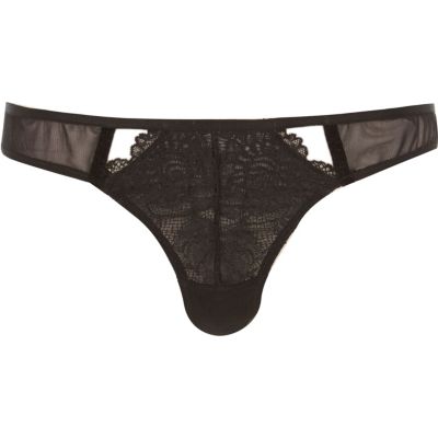 Black piped lace knickers